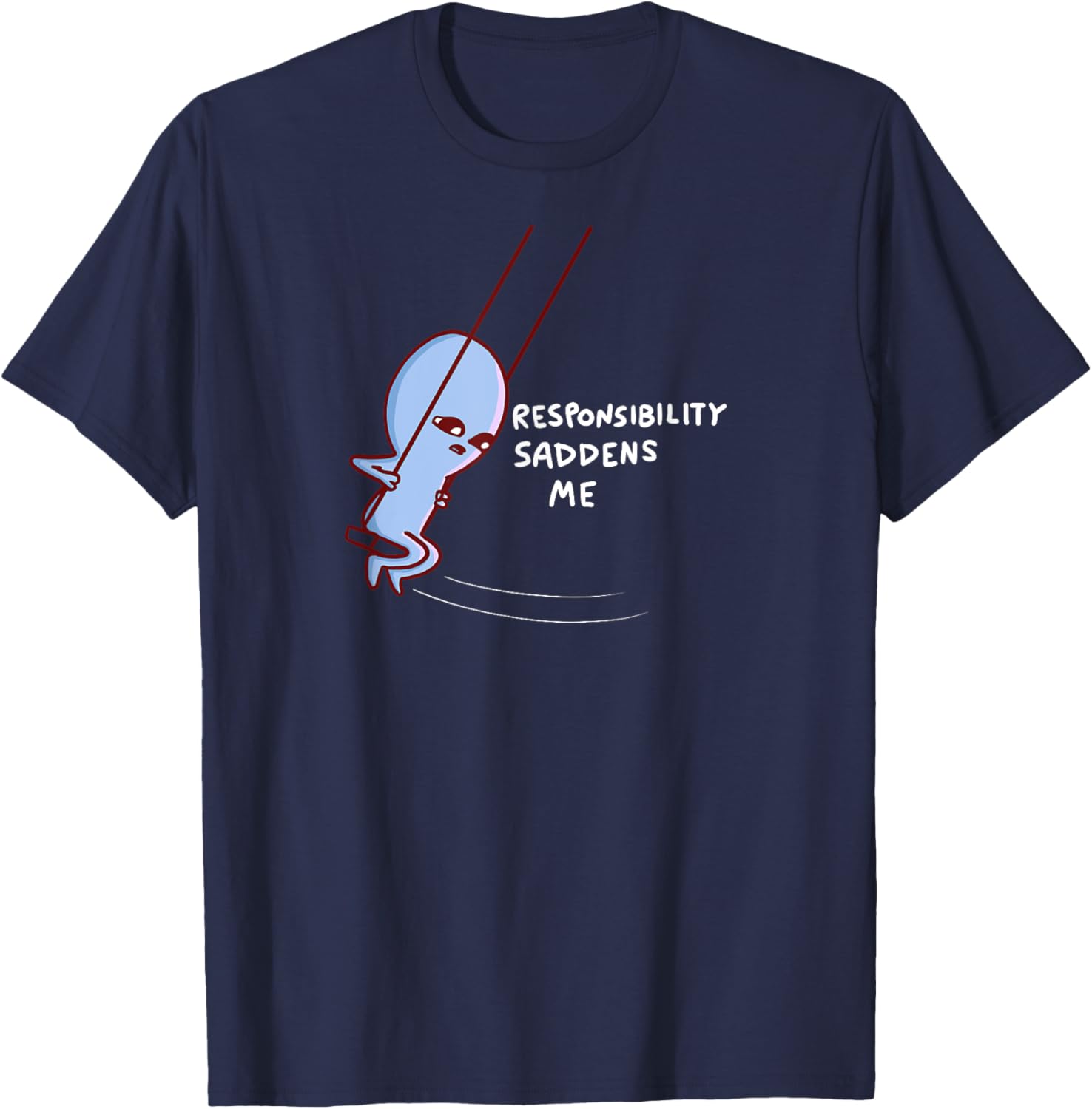 Threadless Nathan W. Pyle Responsibility Saddens Me Graphic T-Shirt - T-Shirt | Navy