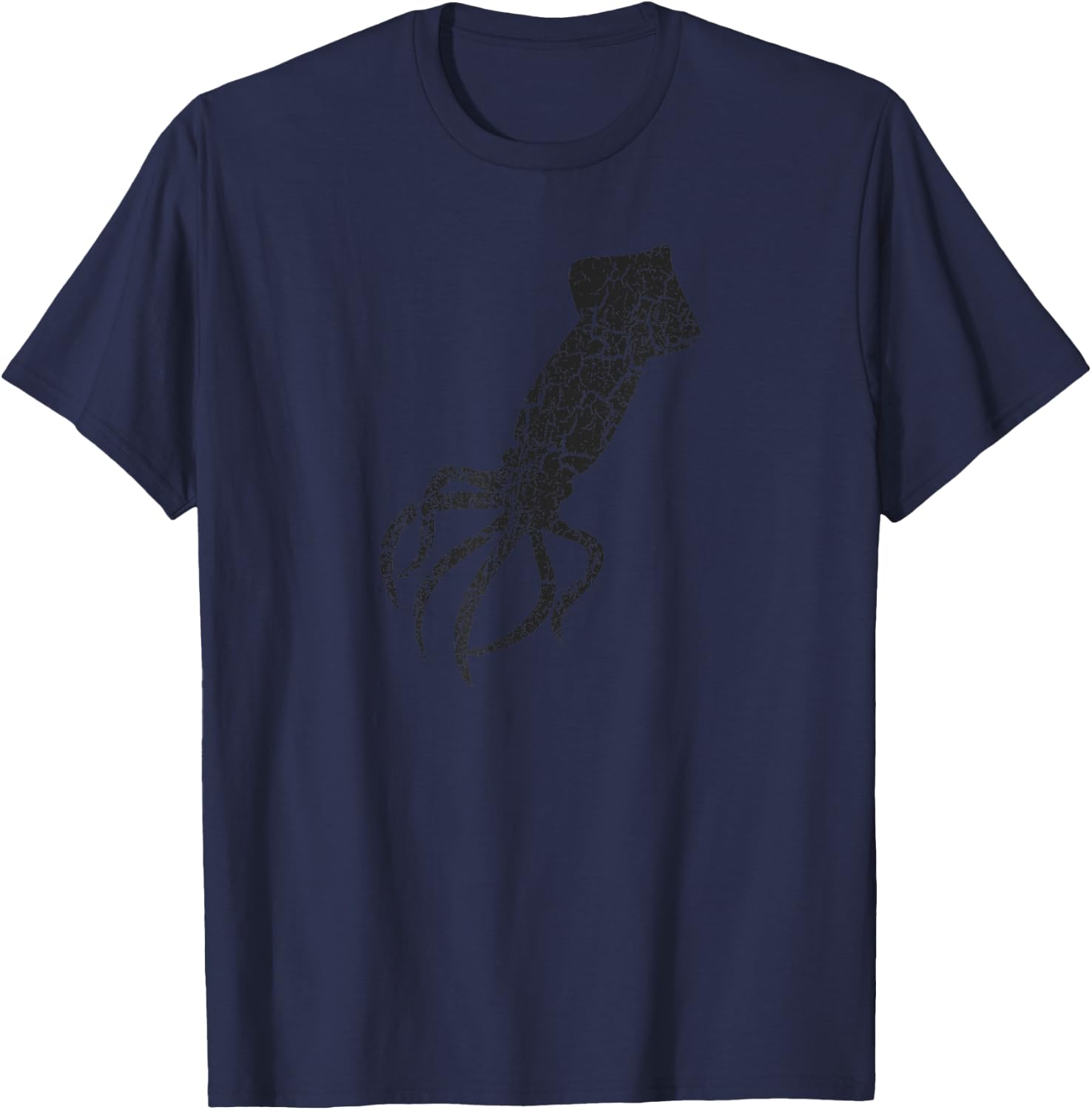 Squid Distressed Print - Vintage Squid T-Shirt - T-Shirt | Navy