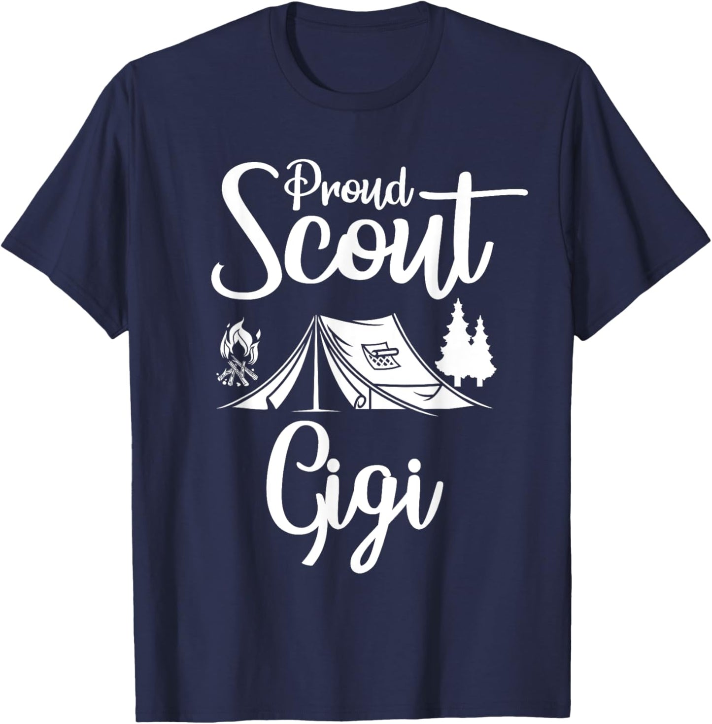 Proud Scout Gigi Camping Scouting Tent Scout Mom Leader T-Shirt - T-Shirt | Navy