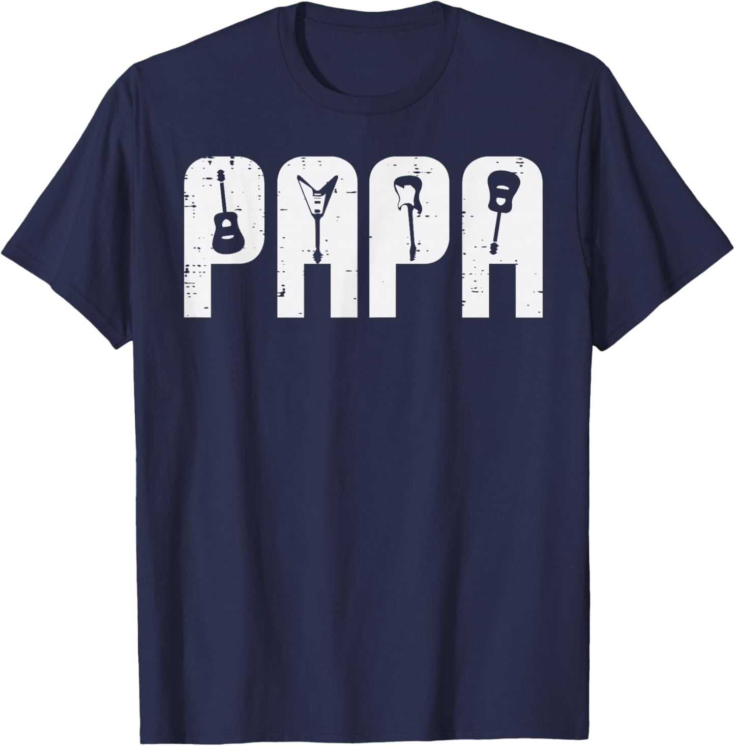 Guitar Shirts Rocker Men Women Boys Kids Gifts Electric Acoustic Bass Dad Daddy Men T-Shirt - T-Shirt | Navy