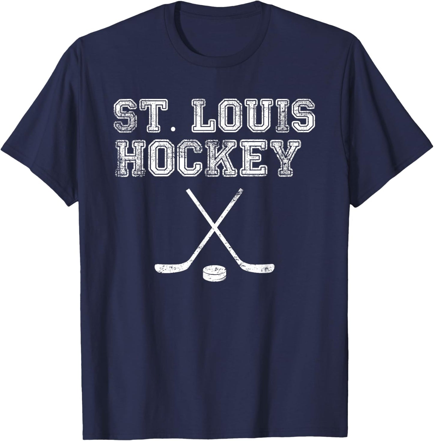 Vintage St. Louis Ice Hockey Sticks State Outile STL T-Shirt - T-Shirt | Navy