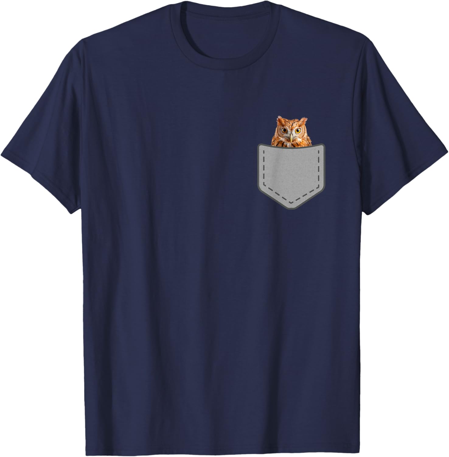 Funny Eastern Screech Owl In Your Pocket Animal T-Shirt - T-Shirt | Navy