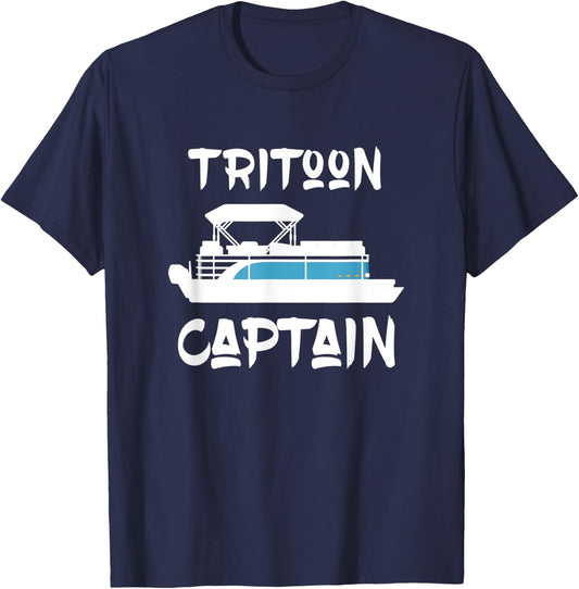Tritoon Captain Gift for Tritoon Boat Owner Boating T-Shirt - T-Shirt | Navy