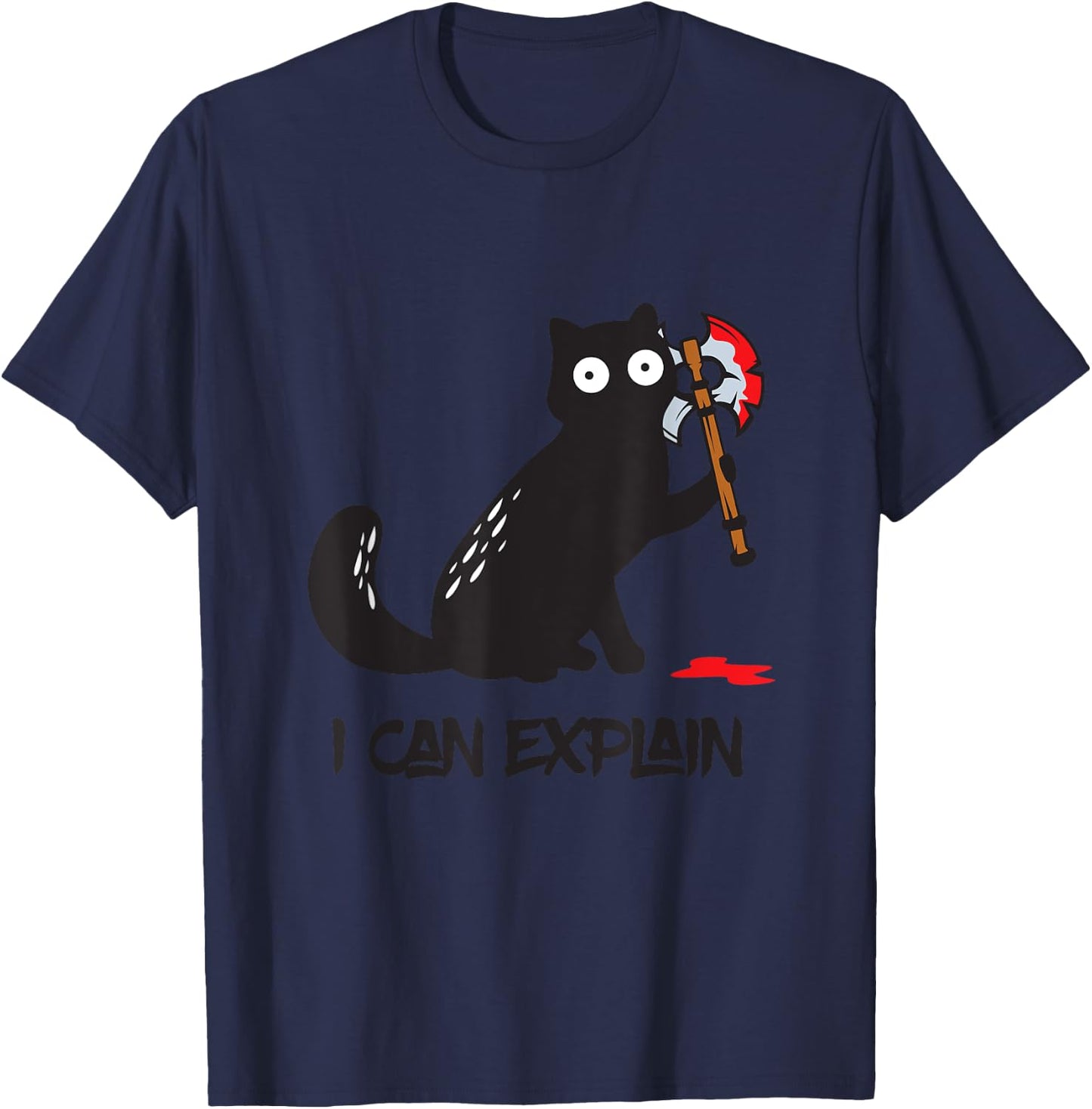 Funny killer cat with axe in the hand innocence in person T-Shirt - T-Shirt | Navy