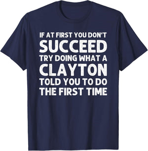 CLAYTON Funny Surname Family Tree Birthday Reunion Idea T-Shirt - T-Shirt | Navy
