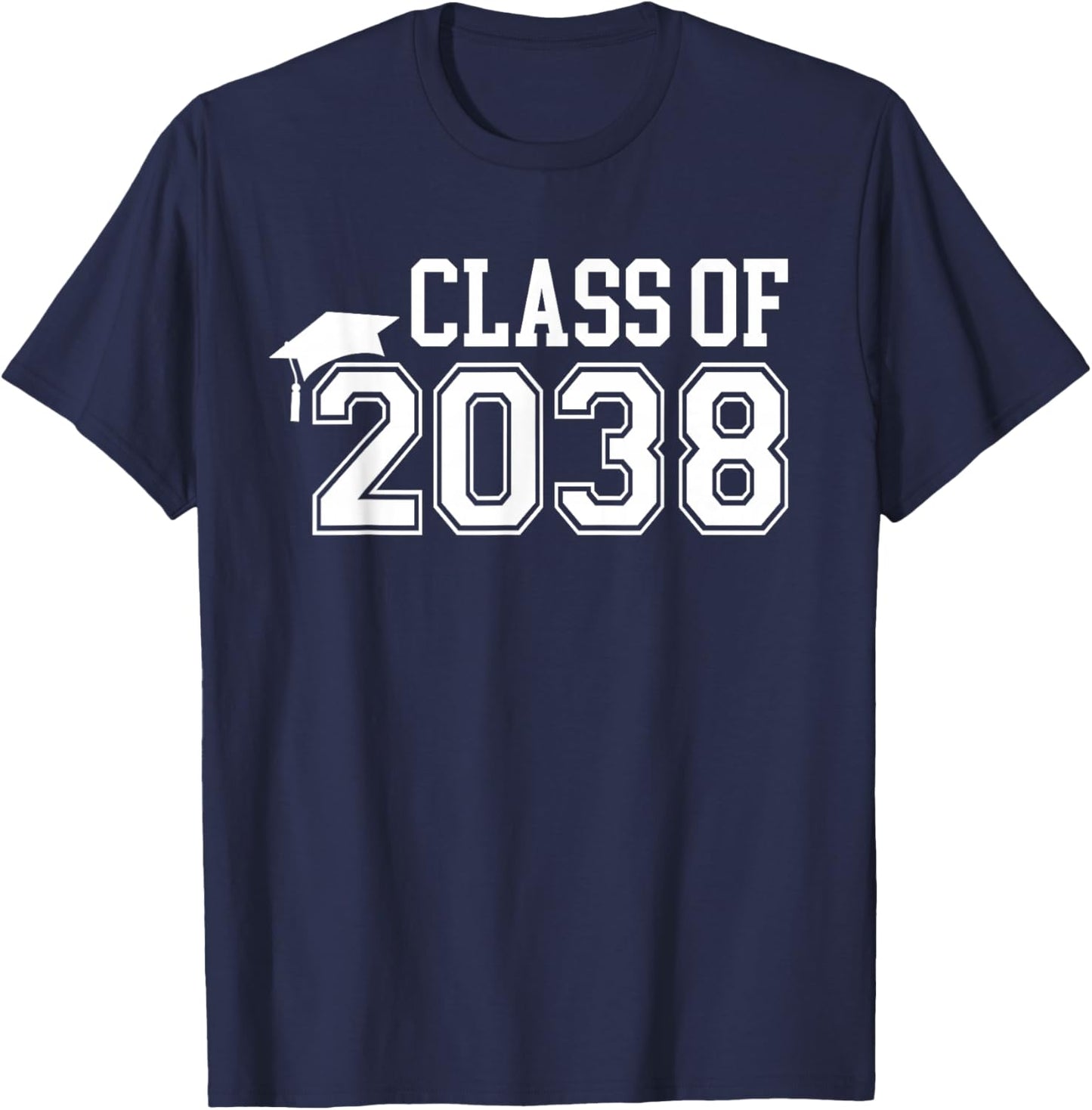 Kindergarten Class of 2038 First Day School Graduation T-Shirt - T-Shirt | Navy