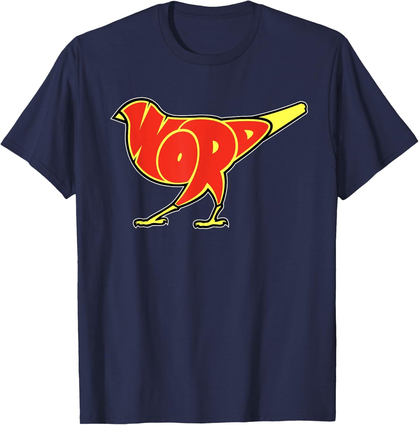 Taran Lopez Art Bird is the Word -Adults Black Cotton, Polyester Blend Modern Letter Print Small T-Shirt - T-Shirt | Navy