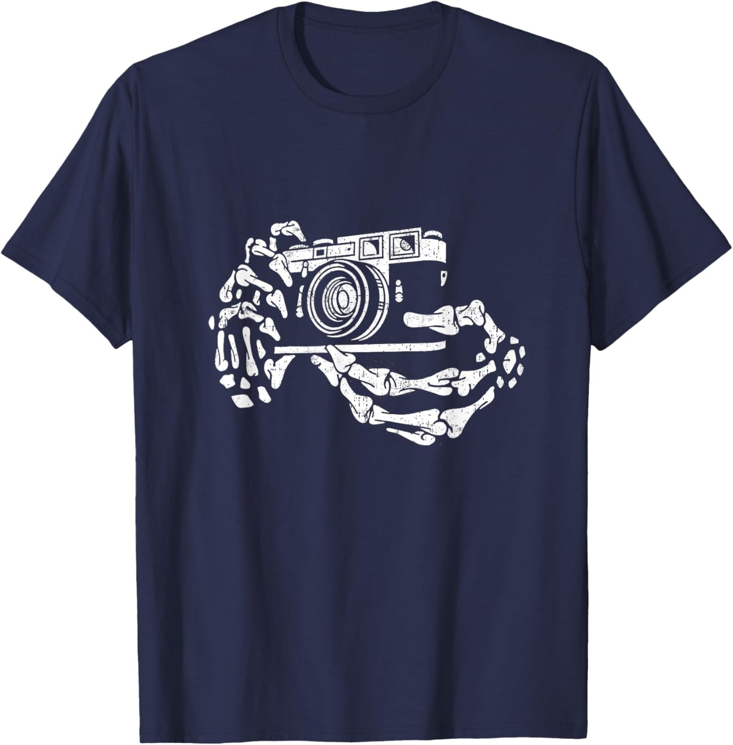 Skeleton Photographer Hand Funny Costume Halloween T-Shirt - T-Shirt | Navy