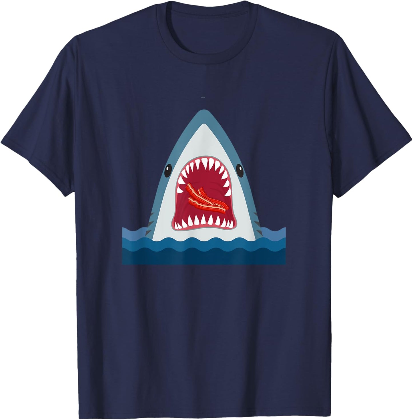 Shark Design Shark Food Bacon Food Lover Gift T-Shirt - T-Shirt | Navy