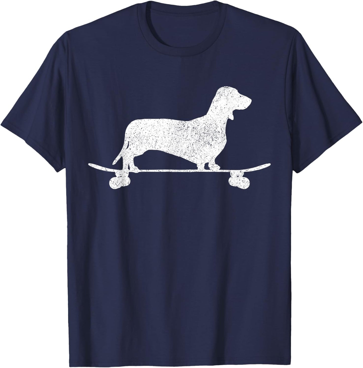 Dachshund on Skateboard Dog Funny Dachshund Men Women Girls Kids T-Shirt - T-Shirt | Navy