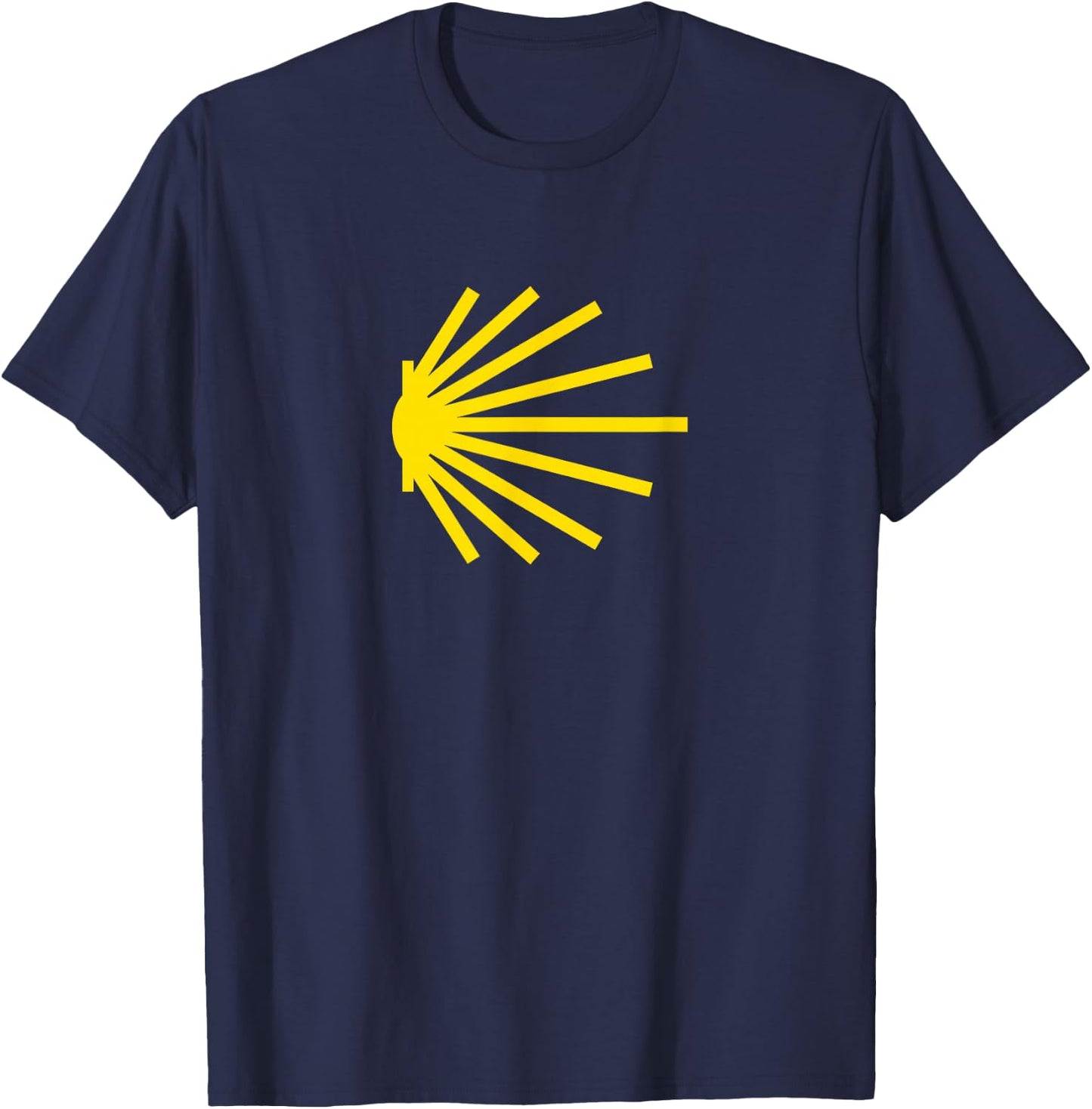 Camino de Santiago Yellow Scallop Shell Trail Symbol T-Shirt - T-Shirt | Navy