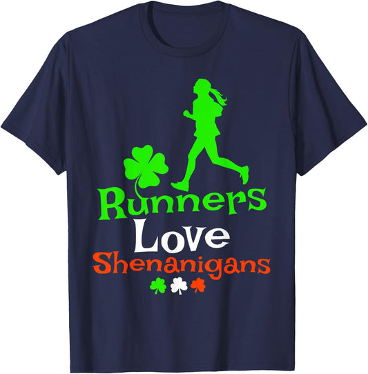 Runners Love Shenanigans - Women's St Patricks Day Road Race T-Shirt - T-Shirt | Navy