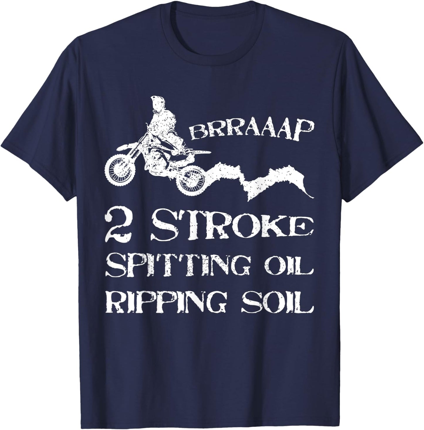 Dirt Bike 2 Stroke Motorcycle Rider Motocross Off-Road Biker T-Shirt - T-Shirt | Navy