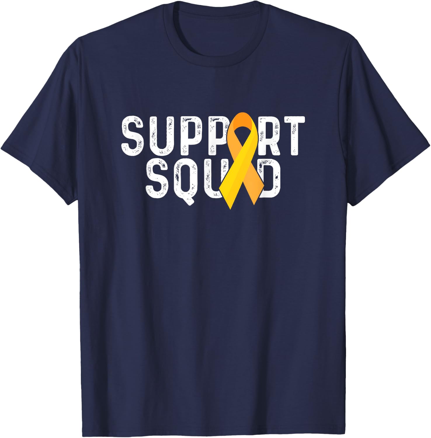 Support Squad | Yellow Ribbon | Childhood Cancer Awareness T-Shirt - T-Shirt | Navy