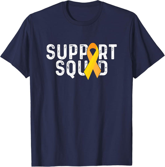 Support Squad | Yellow Ribbon | Childhood Cancer Awareness T-Shirt - T-Shirt | Navy