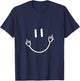 Funny Sarcastic Smile Face Middle Finger Graphic T-Shirt - T-Shirt | Navy