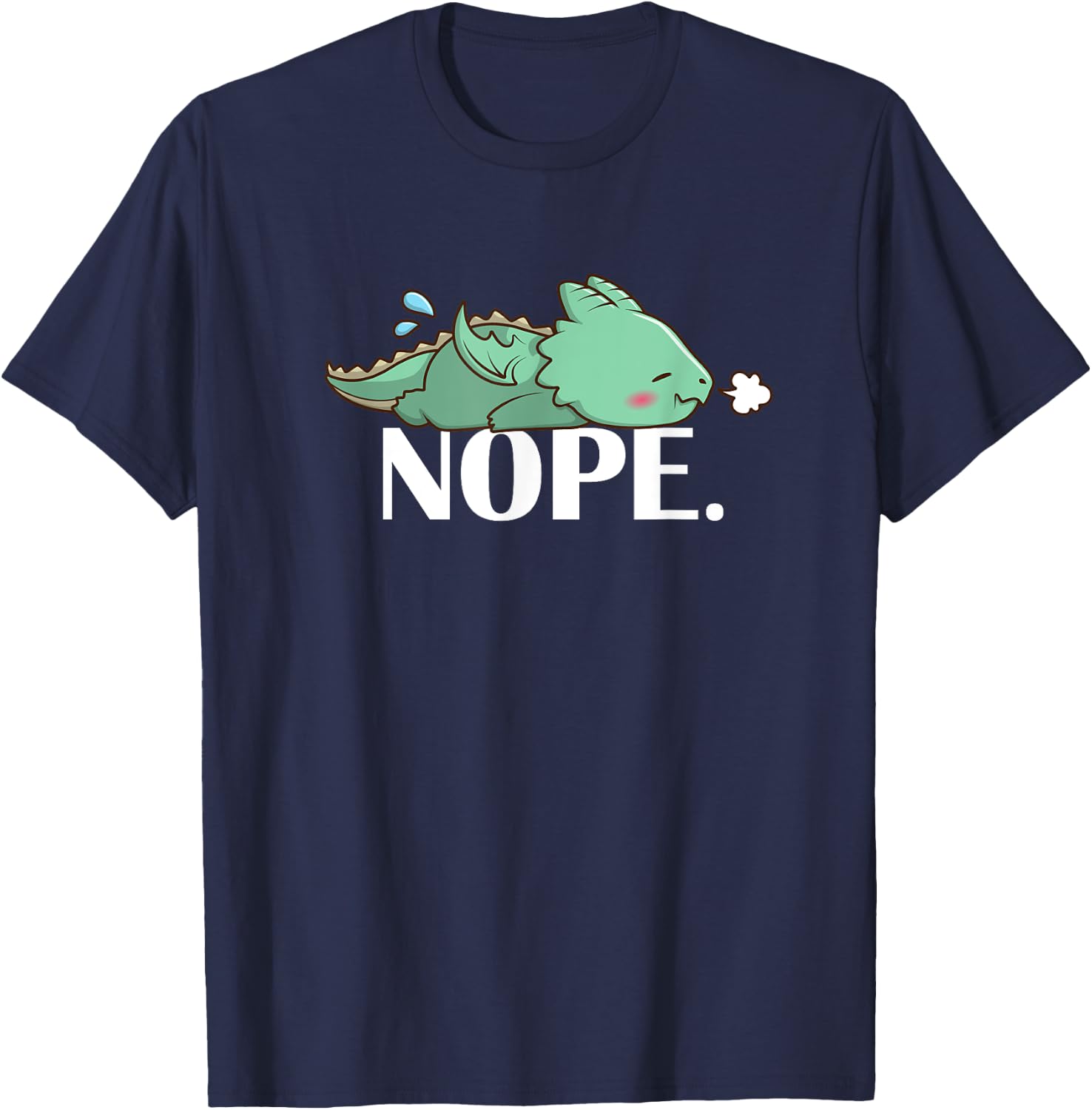 Funny Chibi Kawaii Kids Napping NOPE Dragon Lover T-Shirt - T-Shirt | Navy