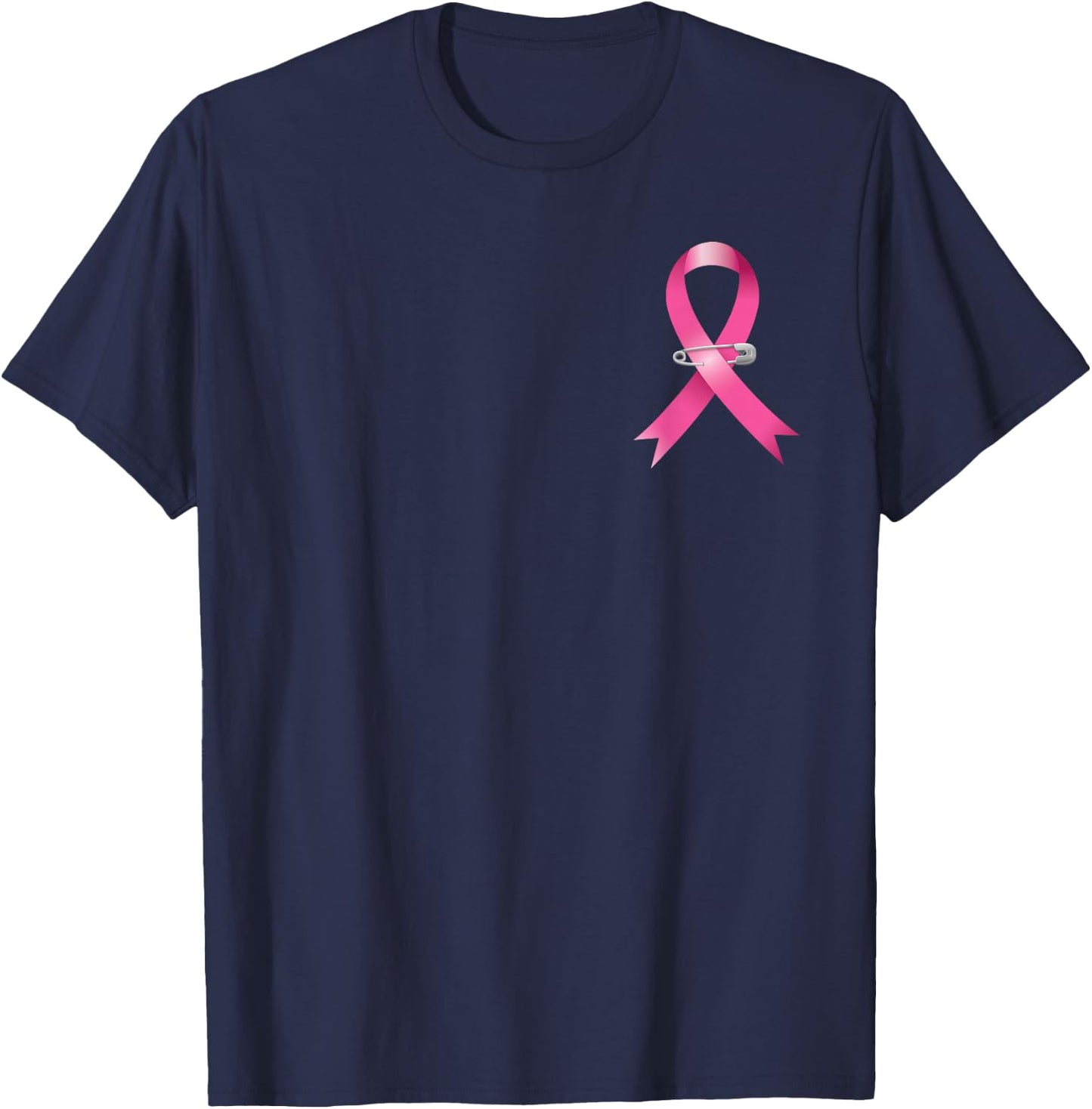 Pink Ribbon Breast Cancer Awareness T-Shirt - T-Shirt | Navy