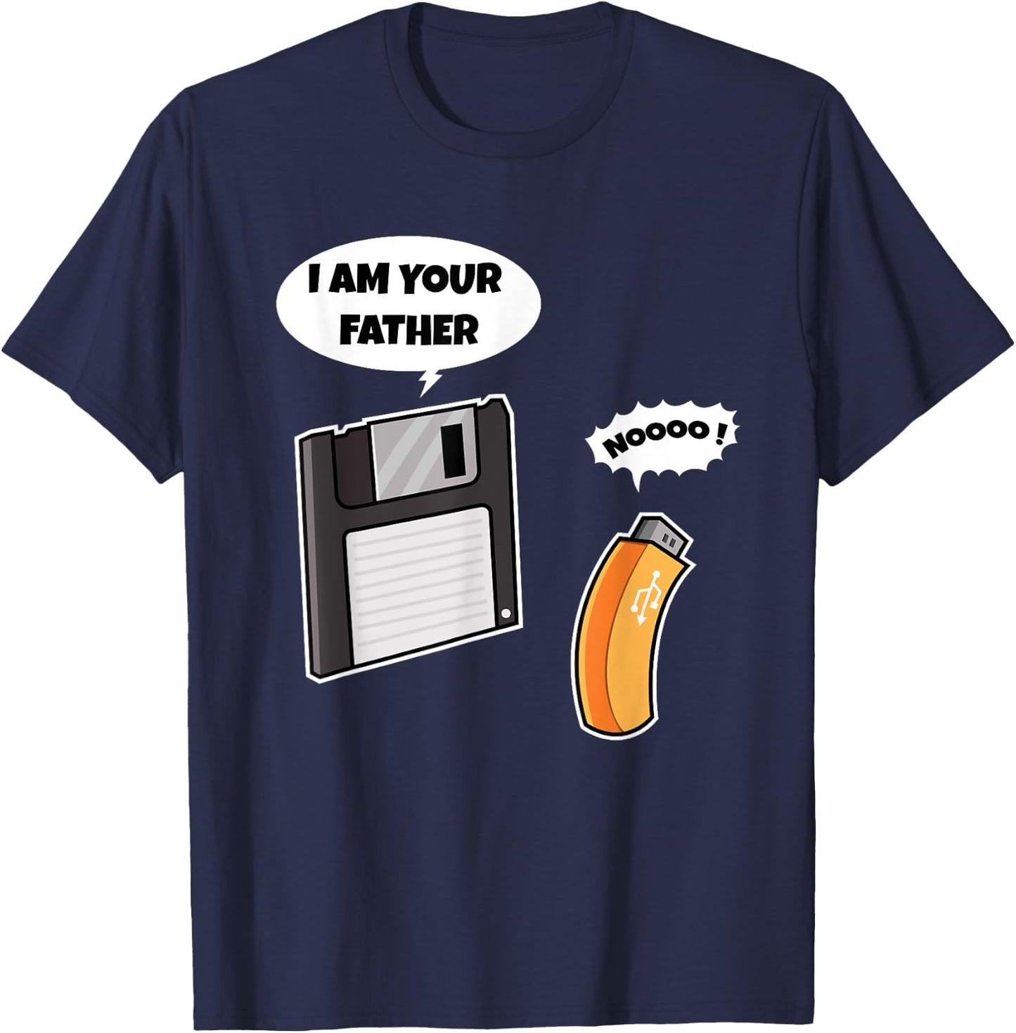 Funny Father Floppy Disk and Son USB Flash Drive Nerdy Gift T-Shirt - T-Shirt | Navy
