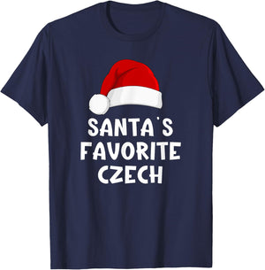 Christmas Santa's Favorite Czech Funny Xmas Pajama Republic T-Shirt - T-Shirt | Navy