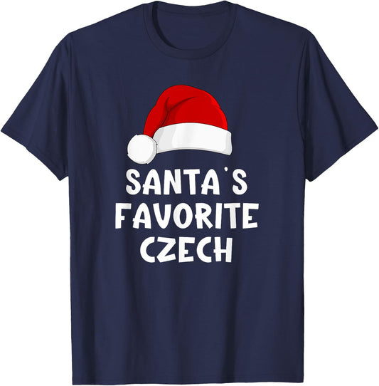 Christmas Santa's Favorite Czech Funny Xmas Pajama Republic T-Shirt - T-Shirt | Navy