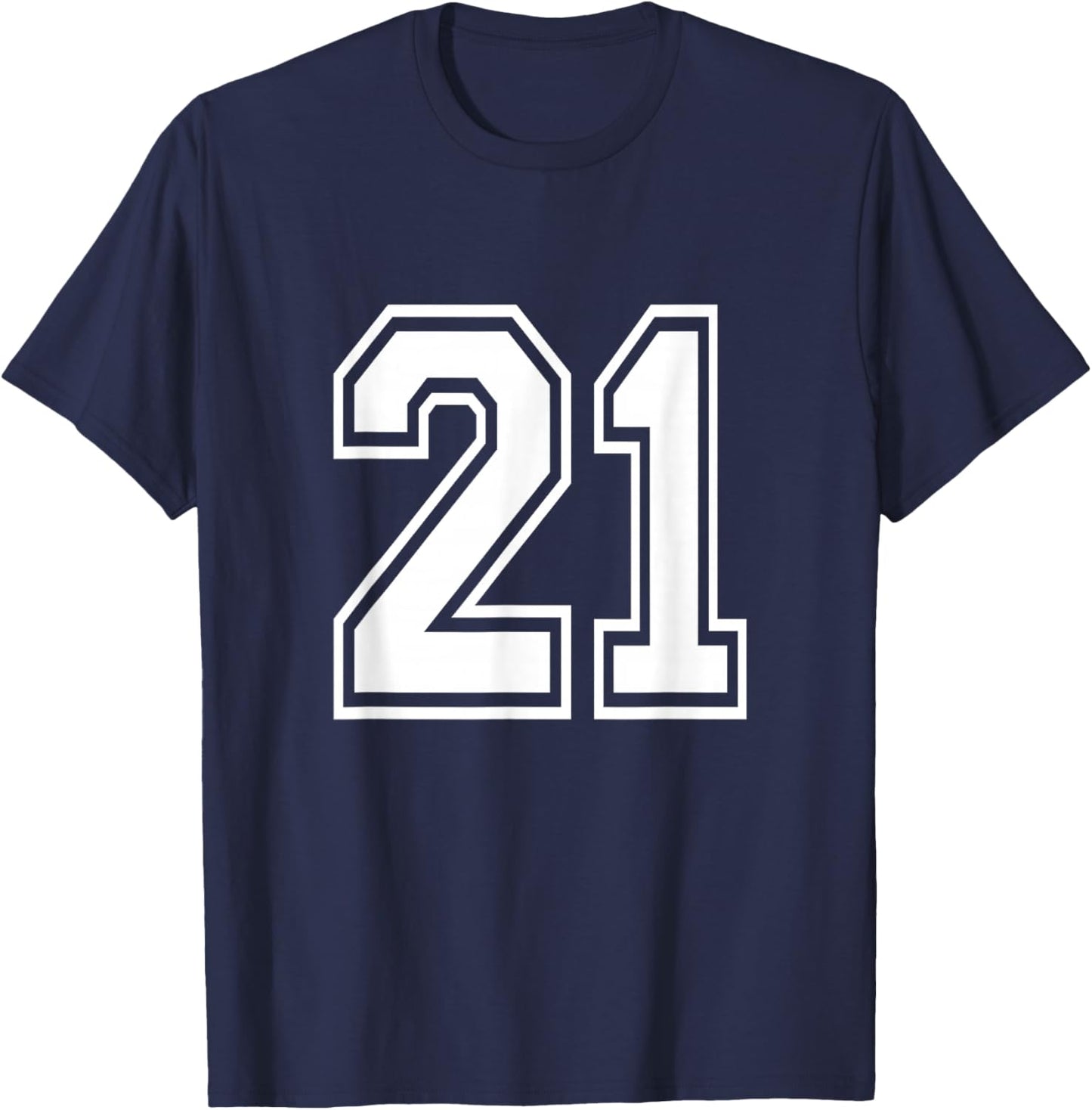 Number 21 Varsity Sports Team Jersey 21st Birthday 21 Years T-Shirt - T-Shirt | Navy
