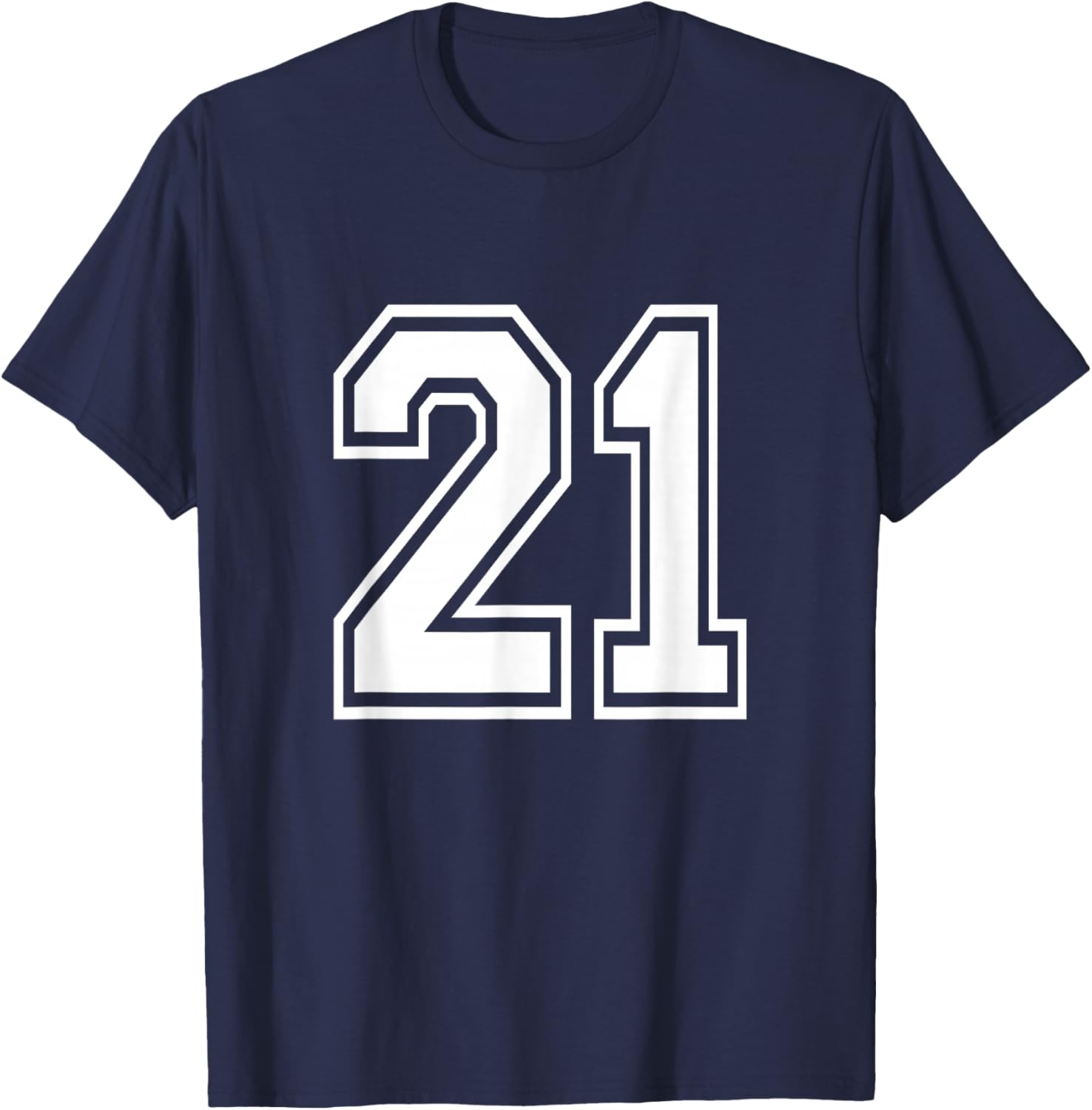 Number 21 Varsity Sports Team Jersey 21st Birthday 21 Years T-Shirt - T-Shirt | Navy