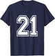 Number 21 Varsity Sports Team Jersey 21st Birthday 21 Years T-Shirt - T-Shirt | Navy