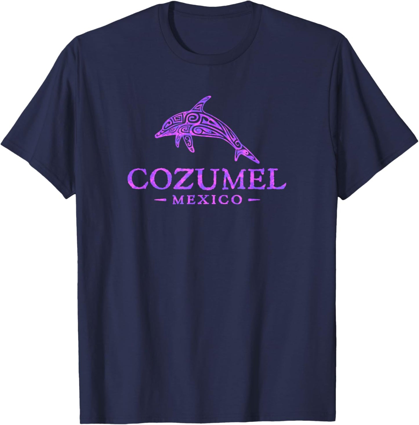 Retro Cozumel Mexico Souvenir Colorful Dolphin Girls T-Shirt - T-Shirt | Navy