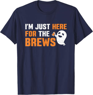 I'm Just Here For The Brews Halloween Party Beer Drinking T-Shirt - T-Shirt | Navy