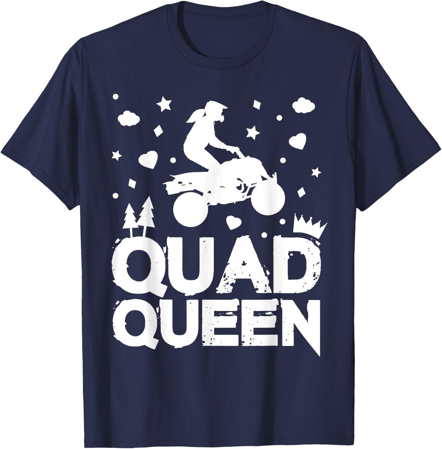 Cute ATV Four Wheeling Quad Queen Girls Offroad Riding T-Shirt - T-Shirt | Navy