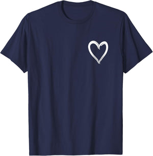 White Heart Funny Cute Design T-Shirt - T-Shirt | Navy