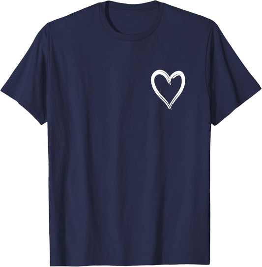 White Heart Funny Cute Design T-Shirt - T-Shirt | Navy