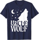 Uncle Wolf Gift Matching Family Tribe Wolves Moon T-Shirt - T-Shirt | Navy