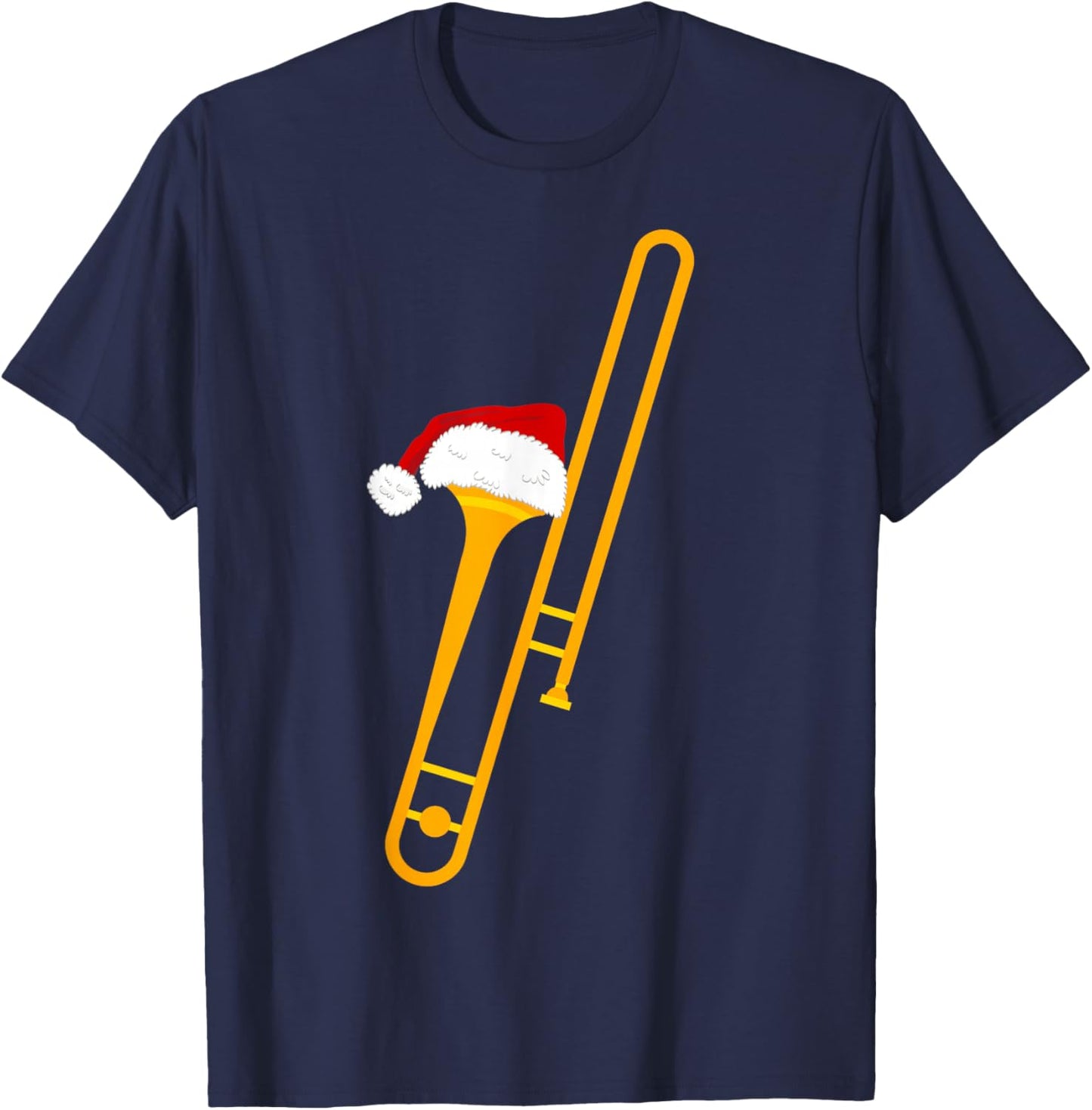 Santa Hat And Trombone Cool Christmas Novelty T-Shirt - T-Shirt | Navy
