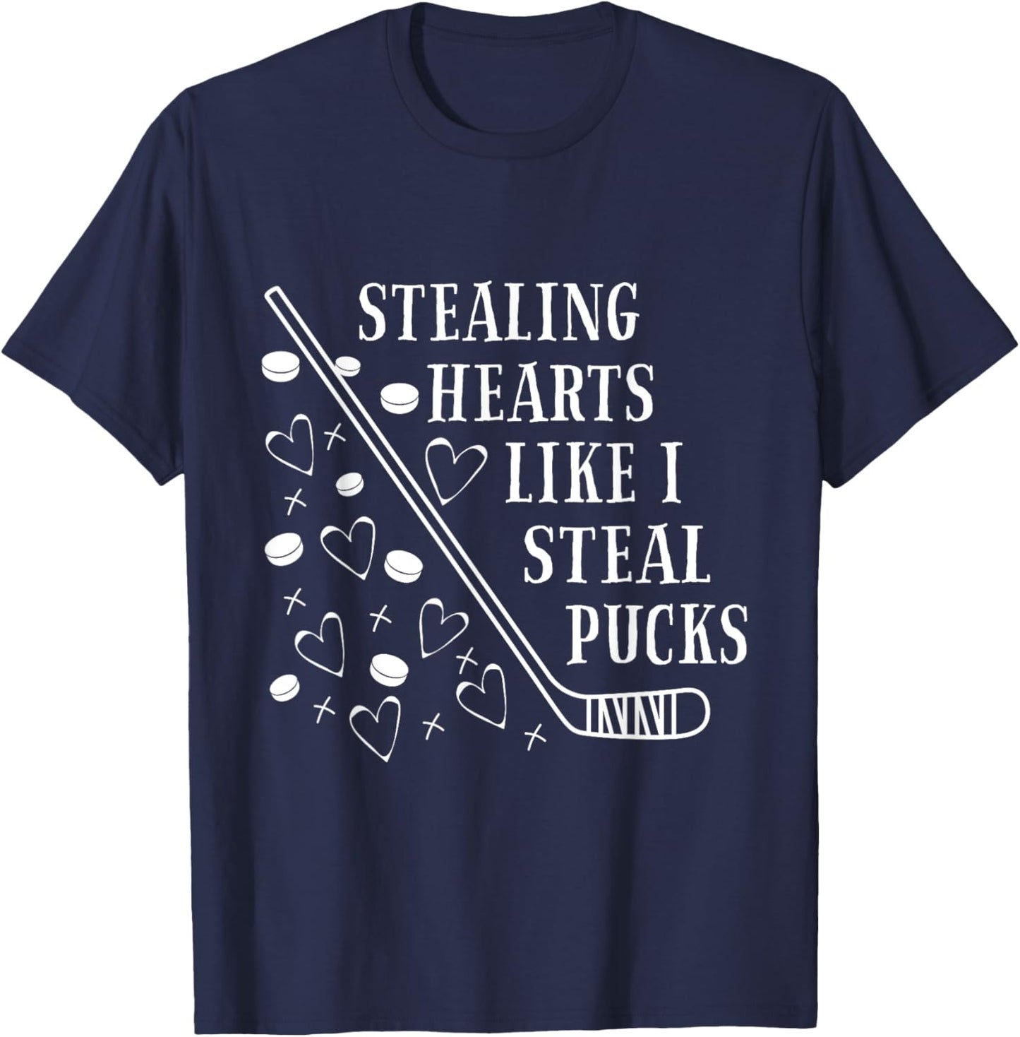 Stealing Heart Like I Steal Pucks Valentines Day Hockey kids T-Shirt - T-Shirt | Navy