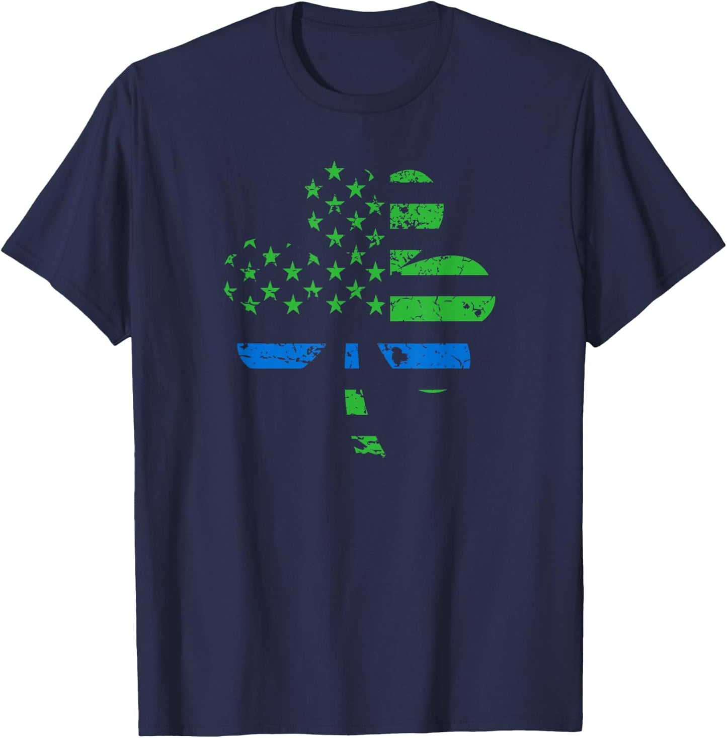 Shamrock USA Flag Thin Blue Line Police St. Patrick's Day T-Shirt - T-Shirt | Navy