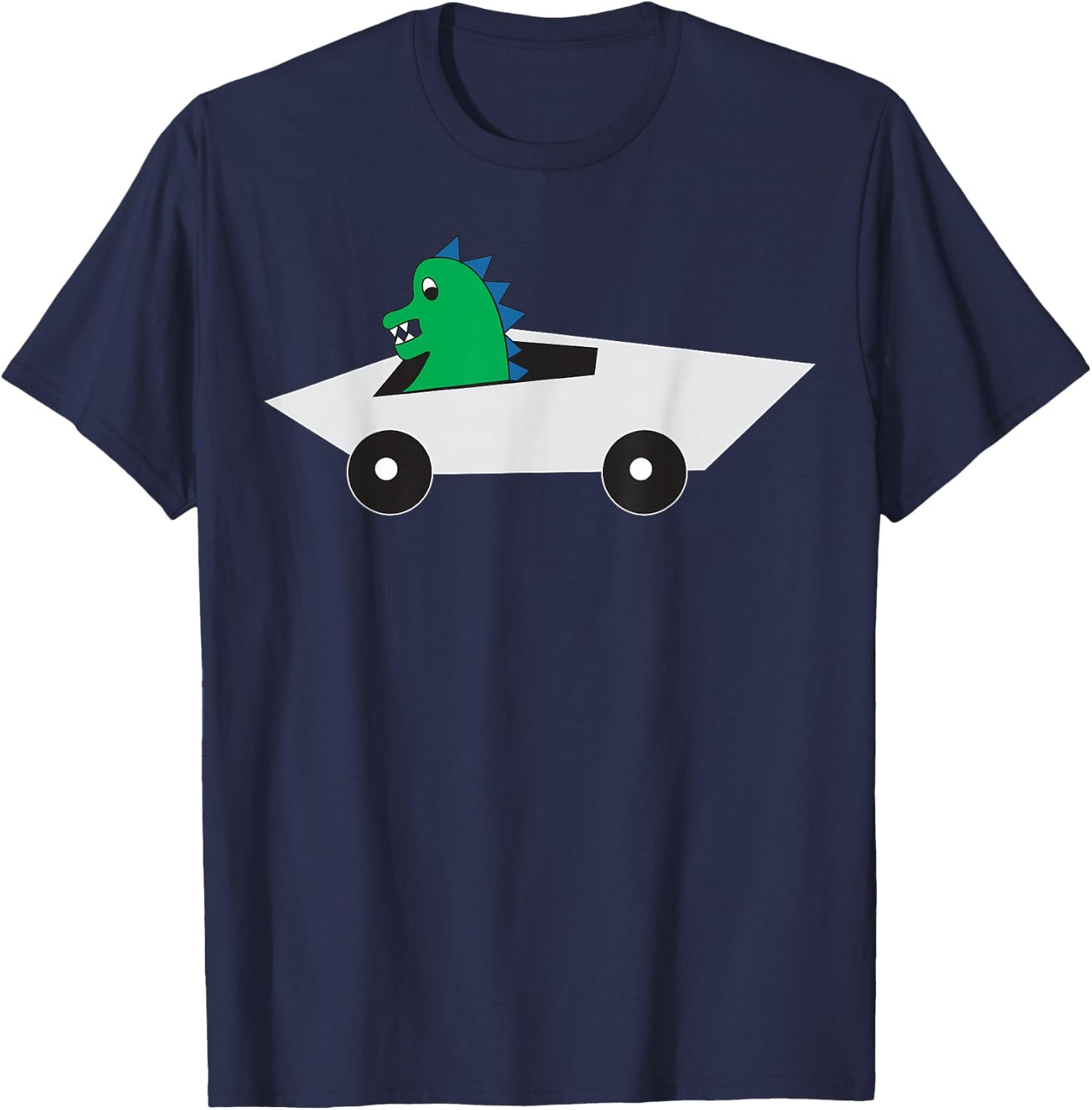 Dinosaur Driving Futuristic Electric Truck T-Shirt - T-Shirt | Navy