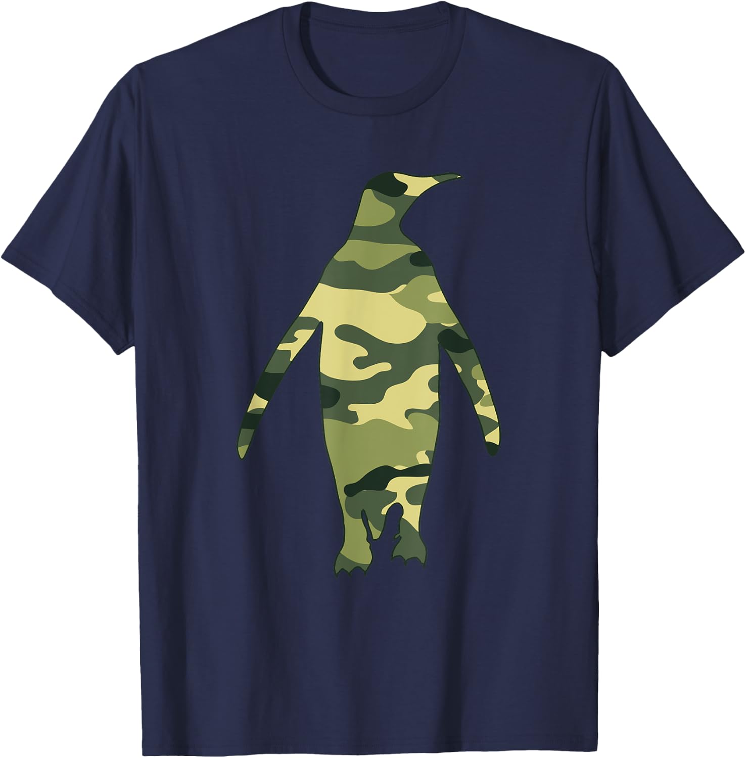 Military Penguin Camo Men Print US Bird Animal Veteran Gift T-Shirt - T-Shirt | Navy