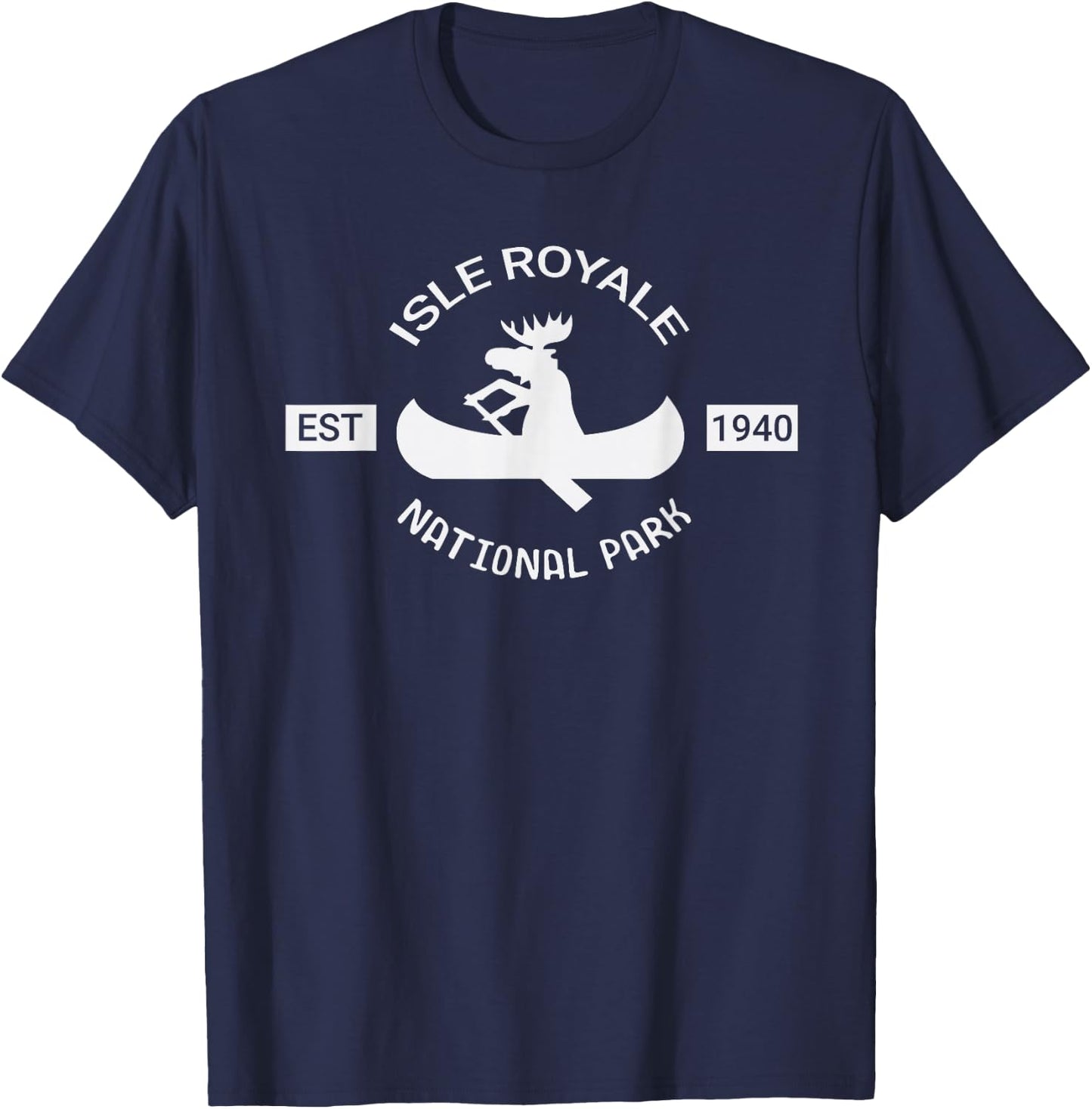 Michigan Shirt | Isle Royale National Park Moose Canoe T-Shirt - T-Shirt | Navy