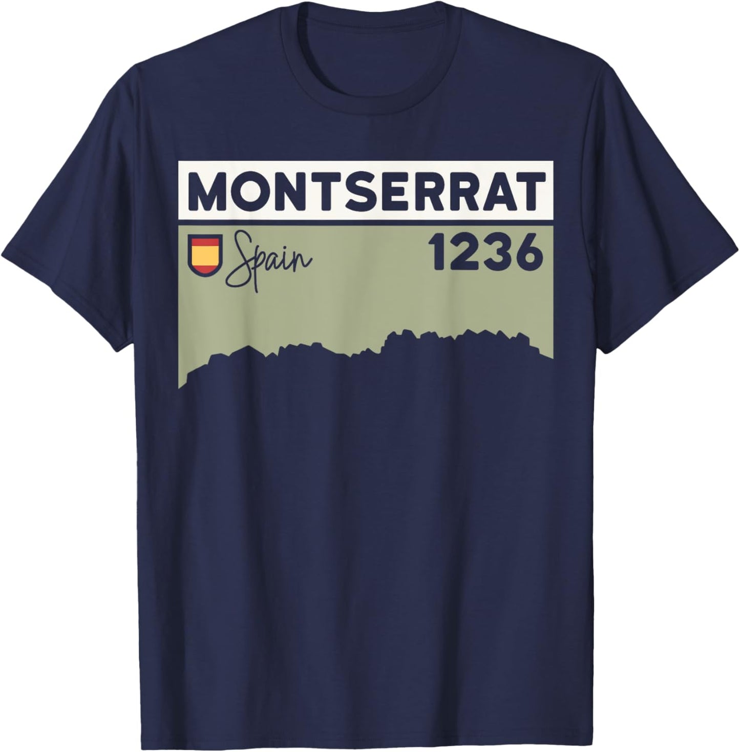 Montserrat Height Hike Monastery Barcelona Spain Hiking T-Shirt - T-Shirt | Navy