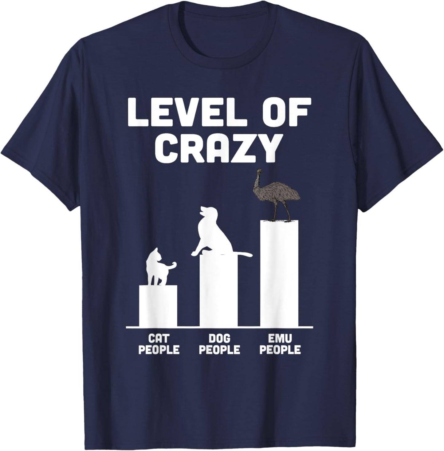 Cool Level Of Crazy Funny Emu Fans Australian Animal T-Shirt - T-Shirt | Navy