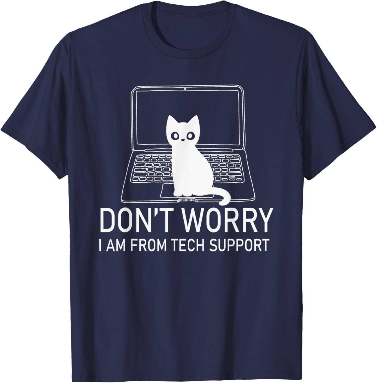 Don't Worry Cat Gaming PC Computer Laptop Mouse Keyboard T-Shirt - T-Shirt | Navy