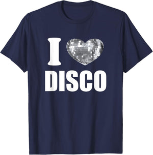I Love Disco Music Ball 70s Disco Party Outfit 1970s Disco T-Shirt - T-Shirt | Navy