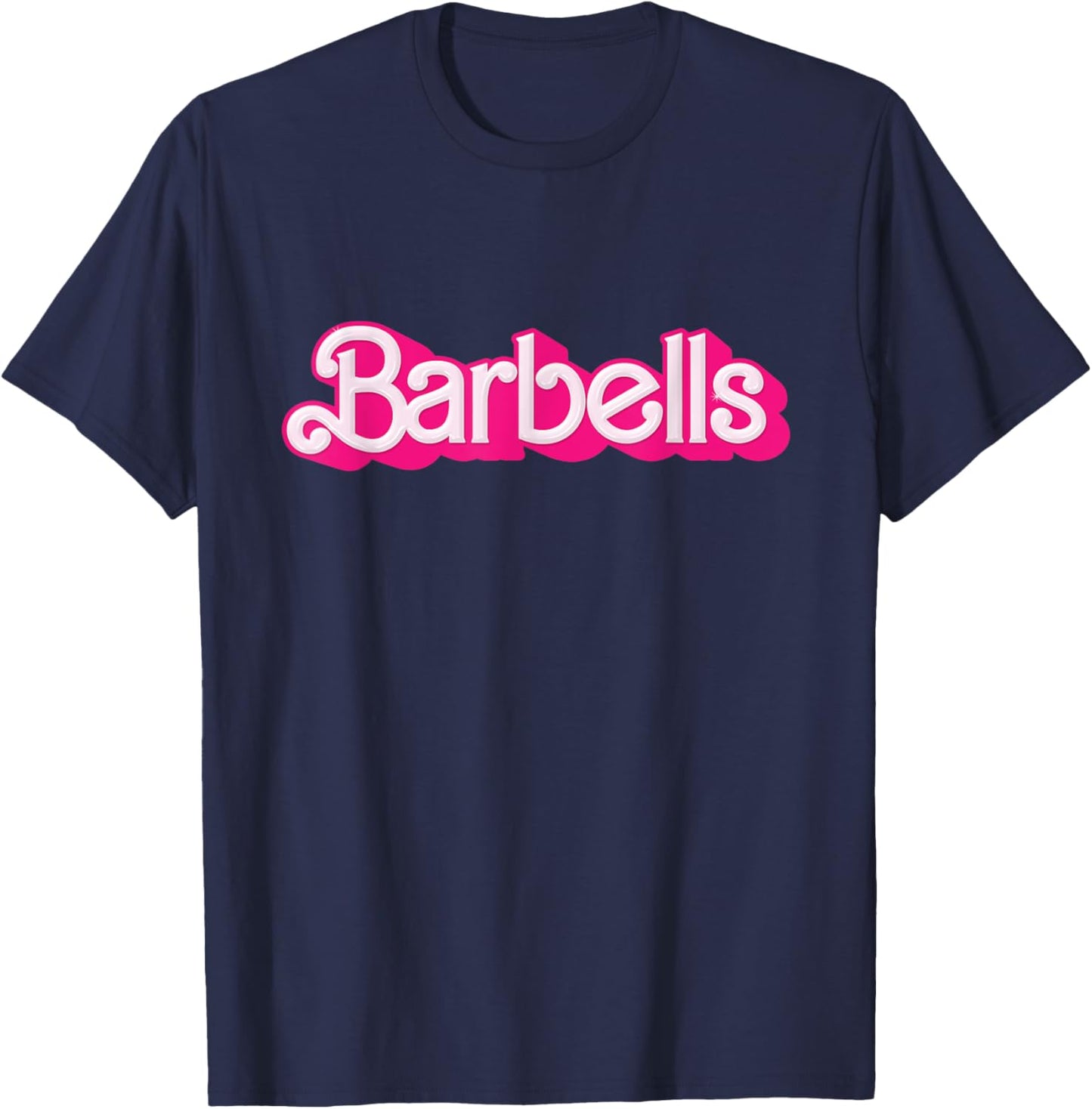 Barbells Pink Retro Gym Workout Classic Girl Gear T-Shirt - T-Shirt | Navy