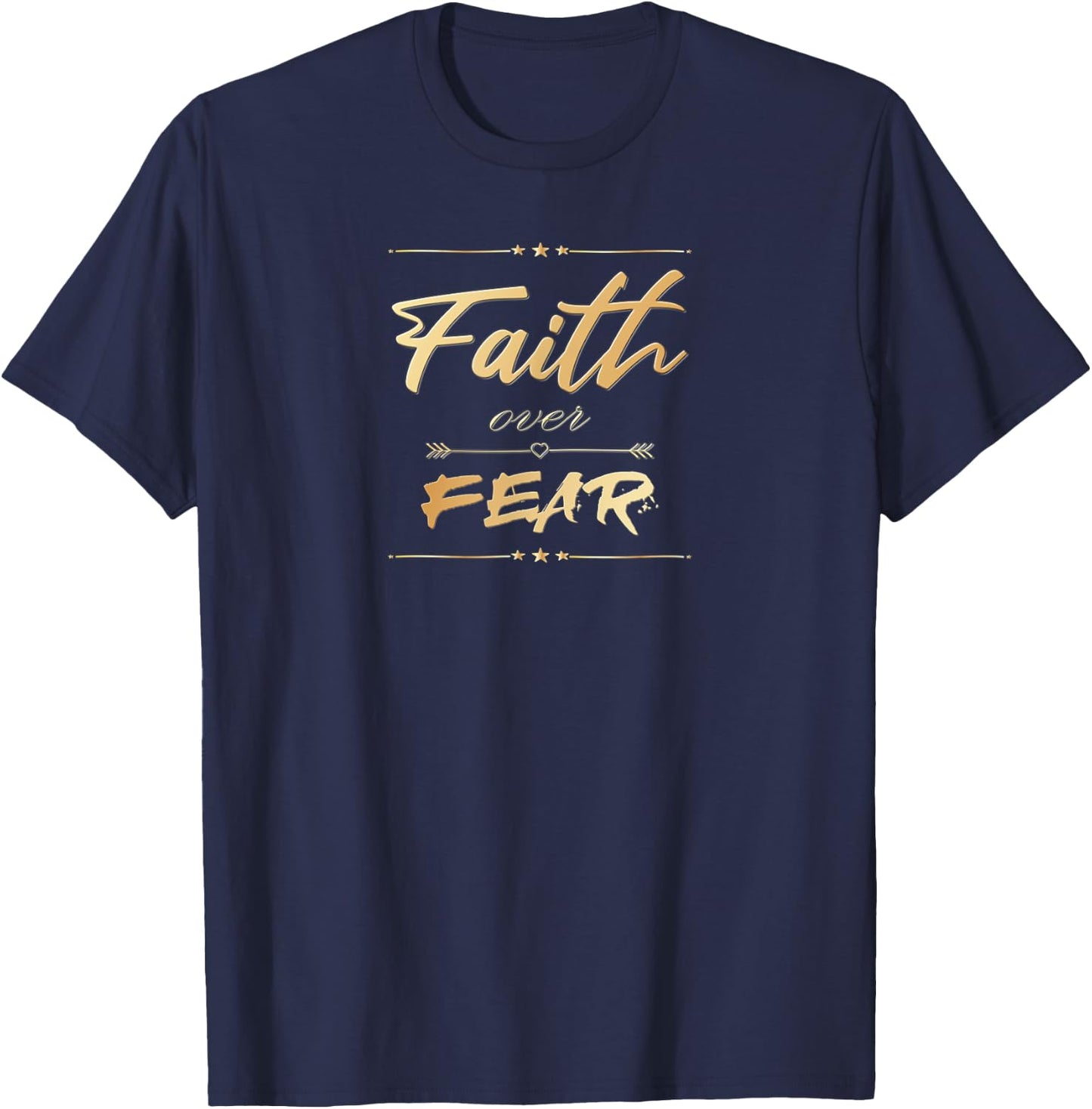Faith Over Fear Women Bible Saying Christian T-Shirt - T-Shirt | Navy