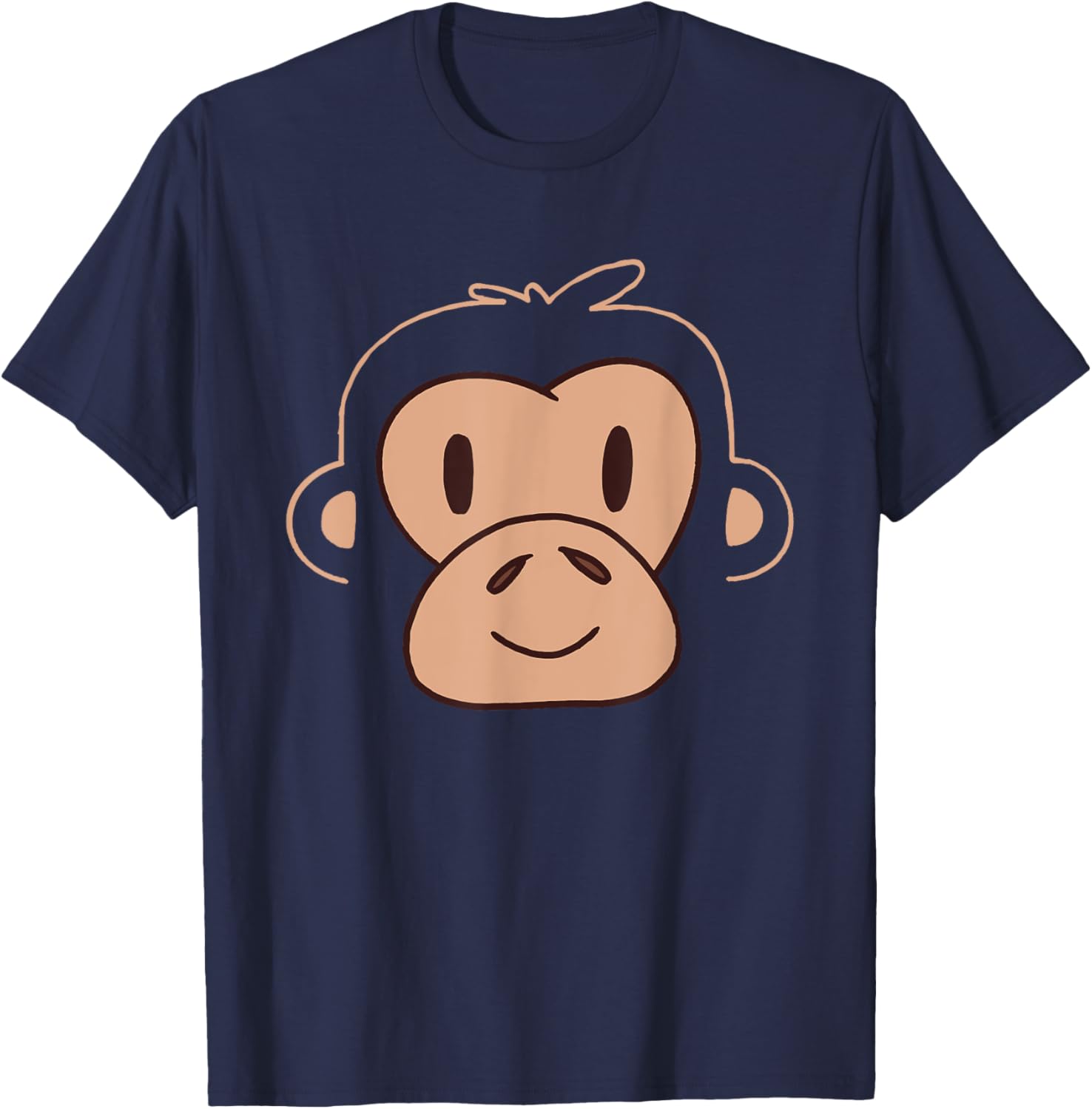 Kawaii Monkey Face T-Shirt - T-Shirt | Navy