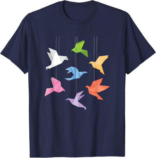 Paper Cranes - Origami Birds Origamist Paper Folding Artist T-Shirt - T-Shirt | Navy