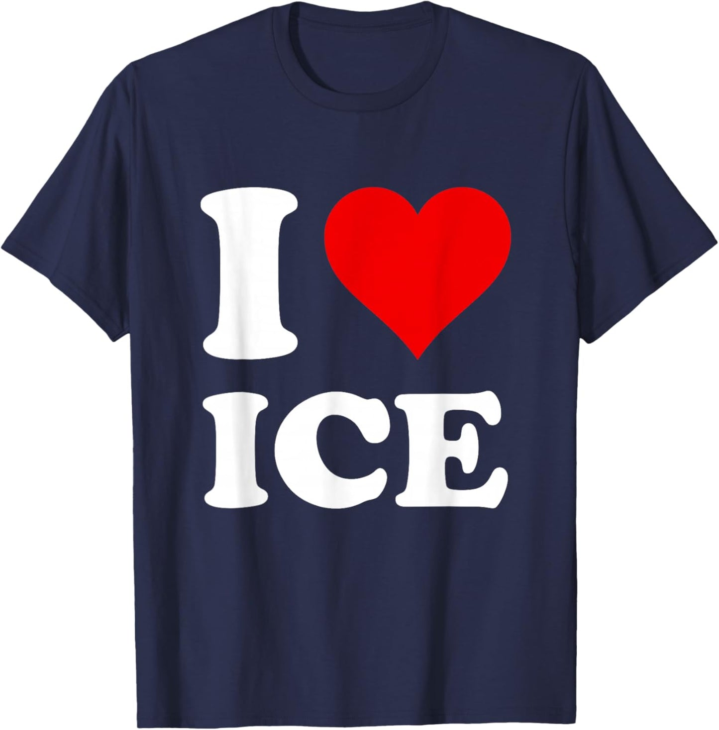 Red Heart I Love Ice T-Shirt - T-Shirt | Navy