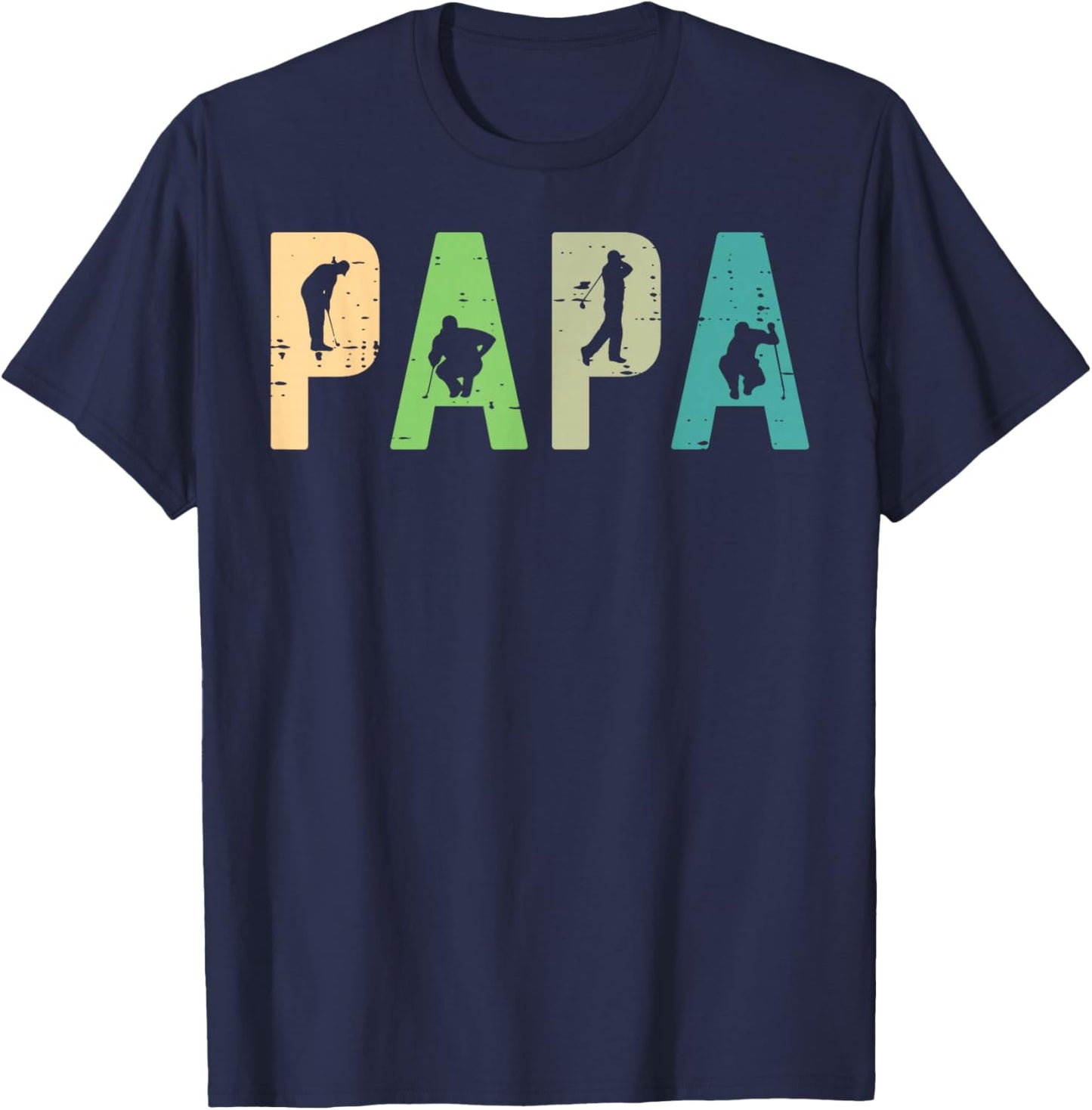 Papa Golf Silhouette Cool Golfing Sport Golfer Dad Daddy Men T-Shirt - T-Shirt | Navy
